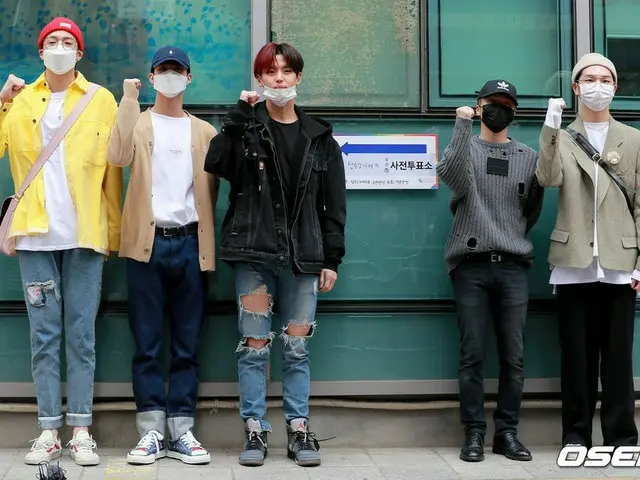 PENTAGON 우석 & 요원 및 원칙 & 진호 & 키노, 제 21 대 국회의원 선거의 사전 투표에. .