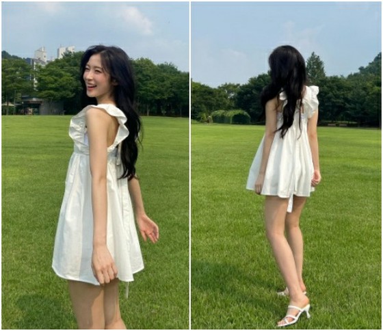 「오마이걸」아린, 너무 짧아?…초미니 원피스 차림에 두근두근